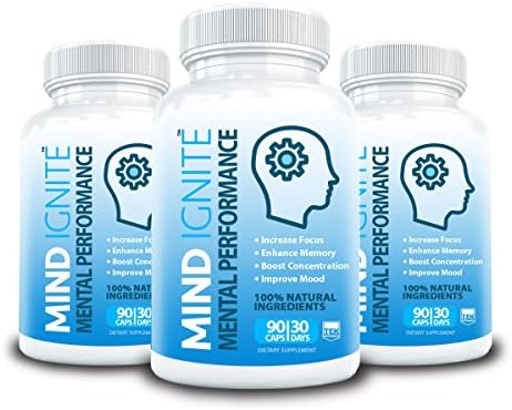 3 Mind Ignite™ Mental Performance 16 Ingredients - Extra Strength Nootropic Brain Supplement for Focus, Energy, Memory, Clarity, Concentration & More - Scientifically Formulated Brain Booster