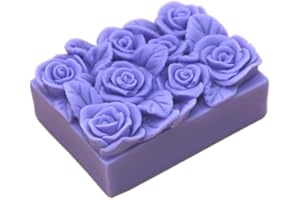 GRAINRAIN Silicone Soap Molds Kit l Soap Making Supplies l Moldes de Silicona para Resina l Candle Making Silicone Molds (Rose Flower 14204)