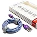 Braided Lightning USB Cable with Aluminum Housing Color: Purple/Blue