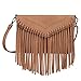 HDE Women's PU Leather Hobo Fringe Crossbody Tassel Purse Vintage Small Handbag