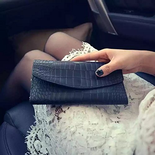 satyam kraft women designer long zipper wallet black/brown