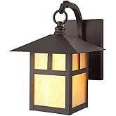 Livex Lighting 2131-07 Montclair Mission 1 Light Outdoor Bronze Finish Solid Brass Wall Lantern with Iridescent Tiffany Glass