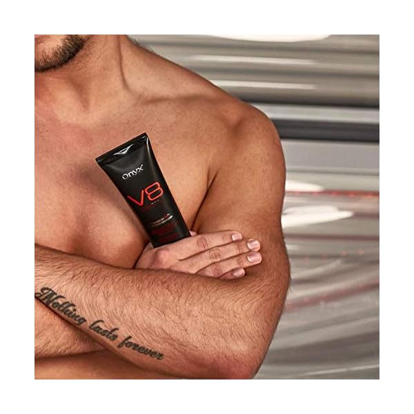 Onyx-V8-Tingle-Indoor-Tanning-Bronzer-Advanced-Tanners-Lightweight-Formula Onyx V8 Sunbed Cream for Men - Hot Tingle - Tan Enhancer with Bronzer for Indoor Tanning Beds - Skin Firming & Ultimate…