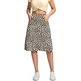 Viodia 25" Knee Length Skorts Skirts for Women with Zipper Pockets Stretchy Modest Aline Midi Skort for Casual Summer Travel