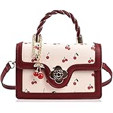 JANLOVE Cherry Purse for Women, Cherry Red Tote Bag Handbag