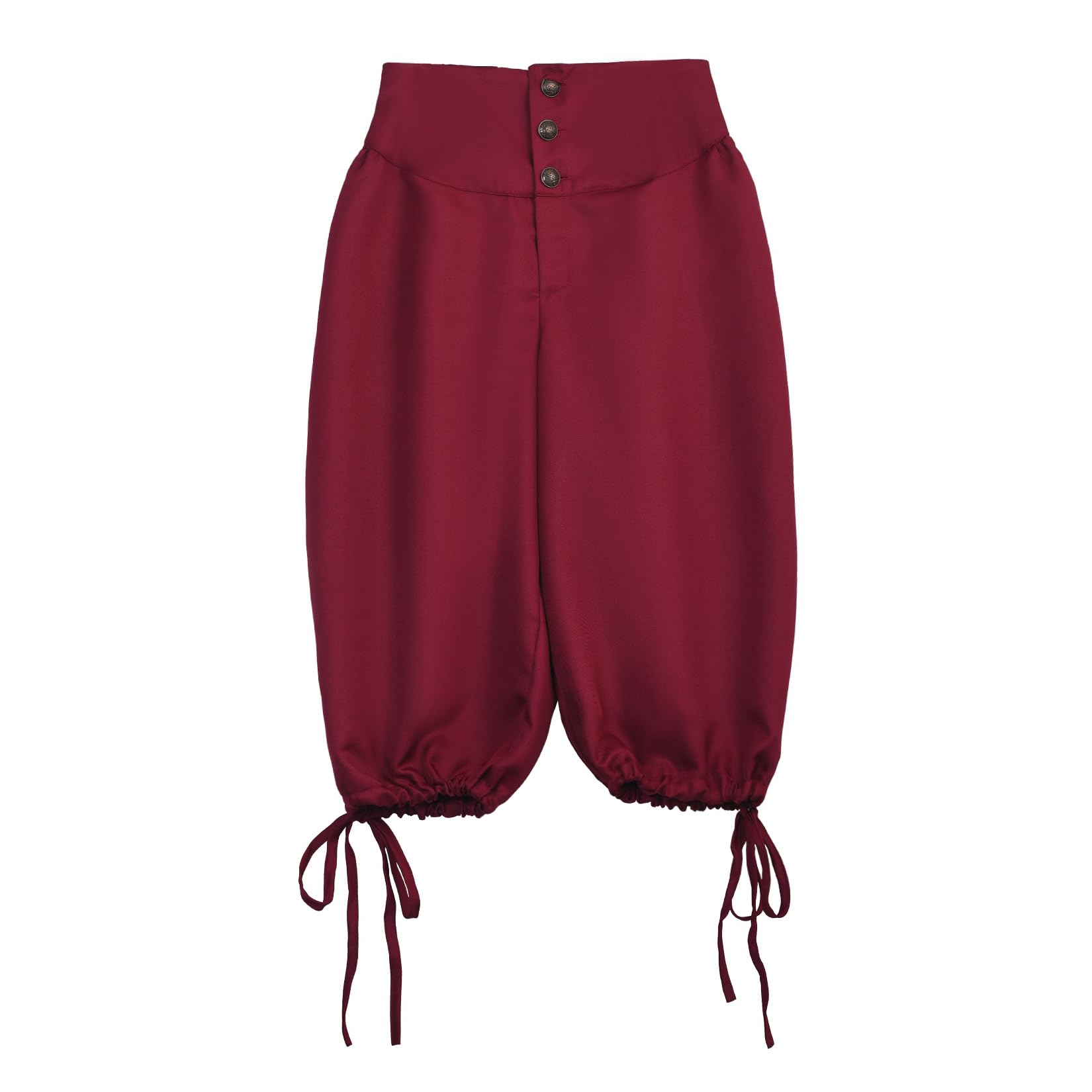 BPURB Men's Renaissance Colonial Pants Medieval Viking Trousers Pirate Cosplay Costume Breeches Summer Shorts Wine Red