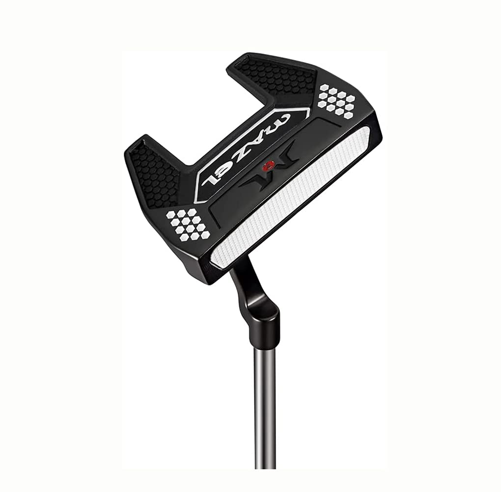 MAZEL Golf Mallet Putter for Men Right Handed 34 Inch, Premium Mallet Putter Insert Milled Face, Putter Headcover Included (Black&Blue Grips)