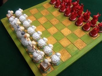 Wales Welsh Dragons Sheep Resin Chess Set Amazoncouk - 