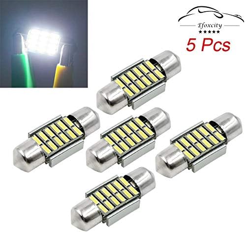Efoxcity 12V 31mm 1.25'' DE3175 5Pcs Canbus Error Free LED Bulbs for Interior License Plate Dome Map Door Courtesy Car Light