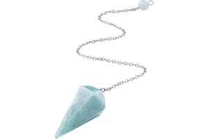 DUQGUHO Pendulums Crystal for Dowsing Aquamarine Crystal Pendulums Spiritual Hexagonal Pointed for Witchcraft Supplies Divina