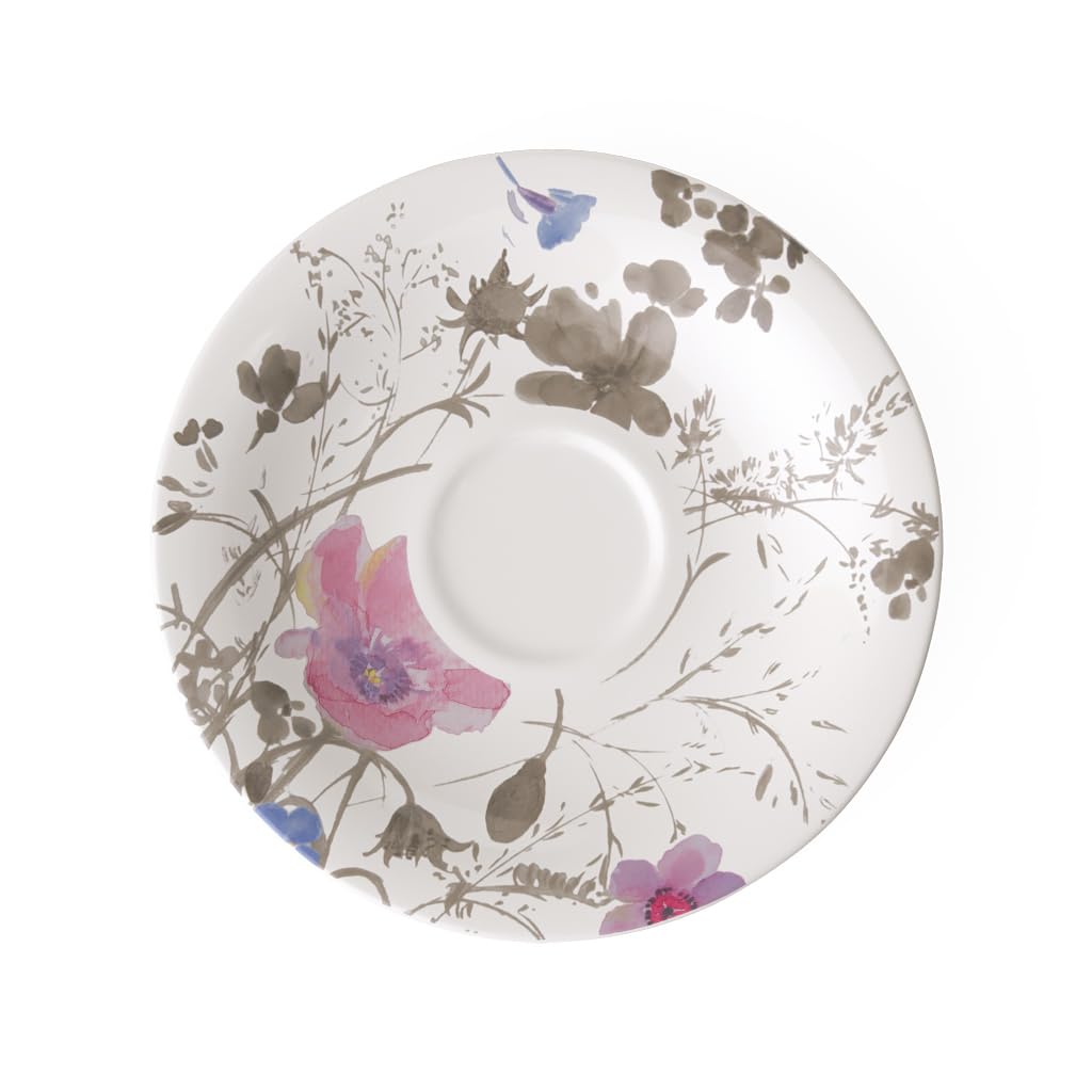 Villeroy & Boch Mariefleur Gris Basic Saucer, 19 cm, Premium Porcelain, White/Multicoloured