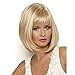MILISI Short Blonde Wigs for White Women Straight Bob Hair Wig with Bangs Synthetic Full Wigs for Women Cosplay Costume Premium Wigs with Wig Cap MLS022