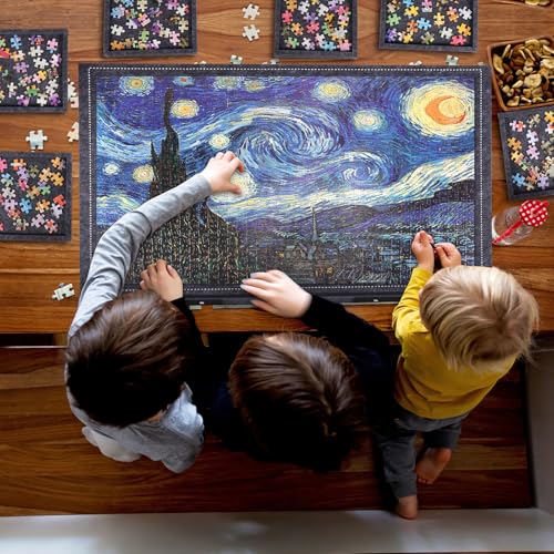 Pllieay Puzzle Table Puzzle Mat Puzzle Tray with 6 Sorting Drawers, Adjustable Stand and Protective Lid – Ideal for 1000 Piece Puzzles