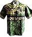 WinnieFashion [Sunset] Hawaiian in Hawaii Aloha Shirt in (100% Cotton) Green (L)