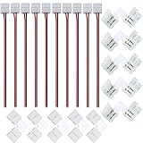 2 Pin 10mm 5050 & 5630 LED Strip Light Connectors,FSJEE 10PCS 10mm 2 Pin L Shape Solderless Connectors, Strip Jumpers for 5050/5630 Single Color LED Tape Light