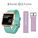 Fitbit Blaze Bands Small, JAKPAS 2PCS Silicone Replacement Bands with Rose Gold Frame for Fitbit Blaze Smart Fitness Watch (Turquoise & Light Purple)