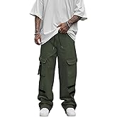 ZAFUL Cargo Pants for Men Casual Joggers Loose Fit Workout Sweatpants Hiking Drawstring Tactical Pants with Multi Pockets