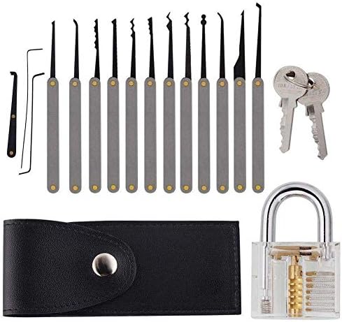 Practice Lock Set, Professional Transparent Padlock Cutaway Practice Tools for Beginner and Pro Locksmiths 15 Pcs/Set