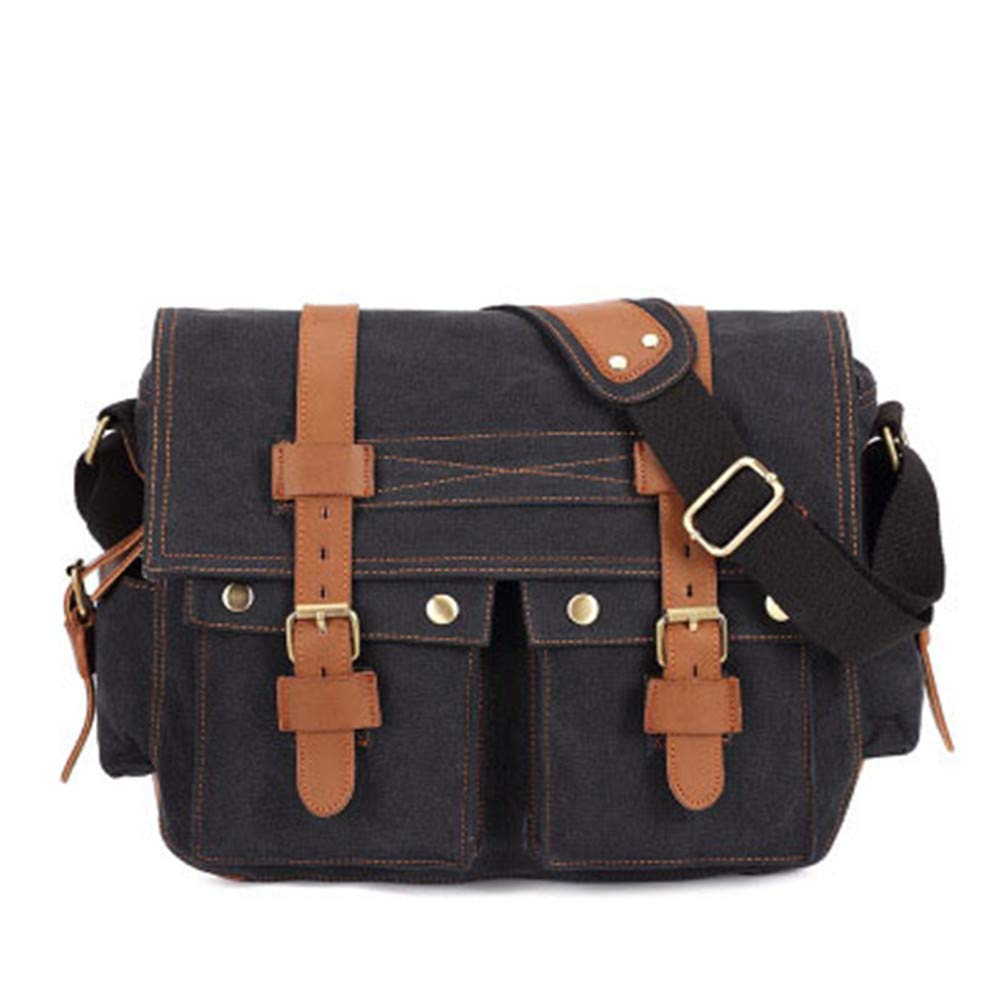 Dayfine Canvas Leather Messenger Bag Shoulder Bag Cross Body Bag Crossbody Small for Men Student School