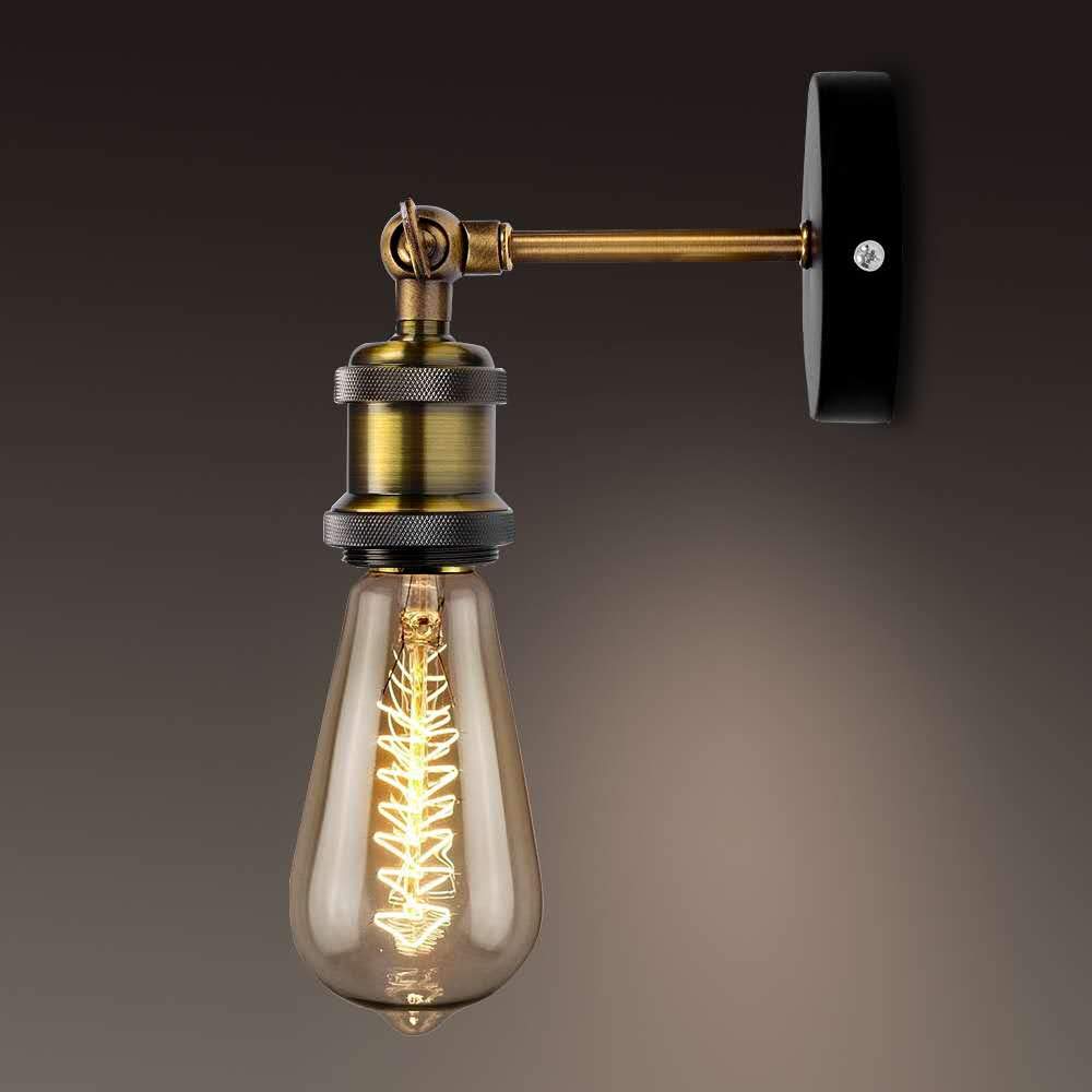 PIANUO Retro Brass Wall Light Antique Wall Sconce Adjustable Up and Down Lighting Fixture with E27 Socket for House, Bar, Restaurants, Coffee Shop, Club Decoration