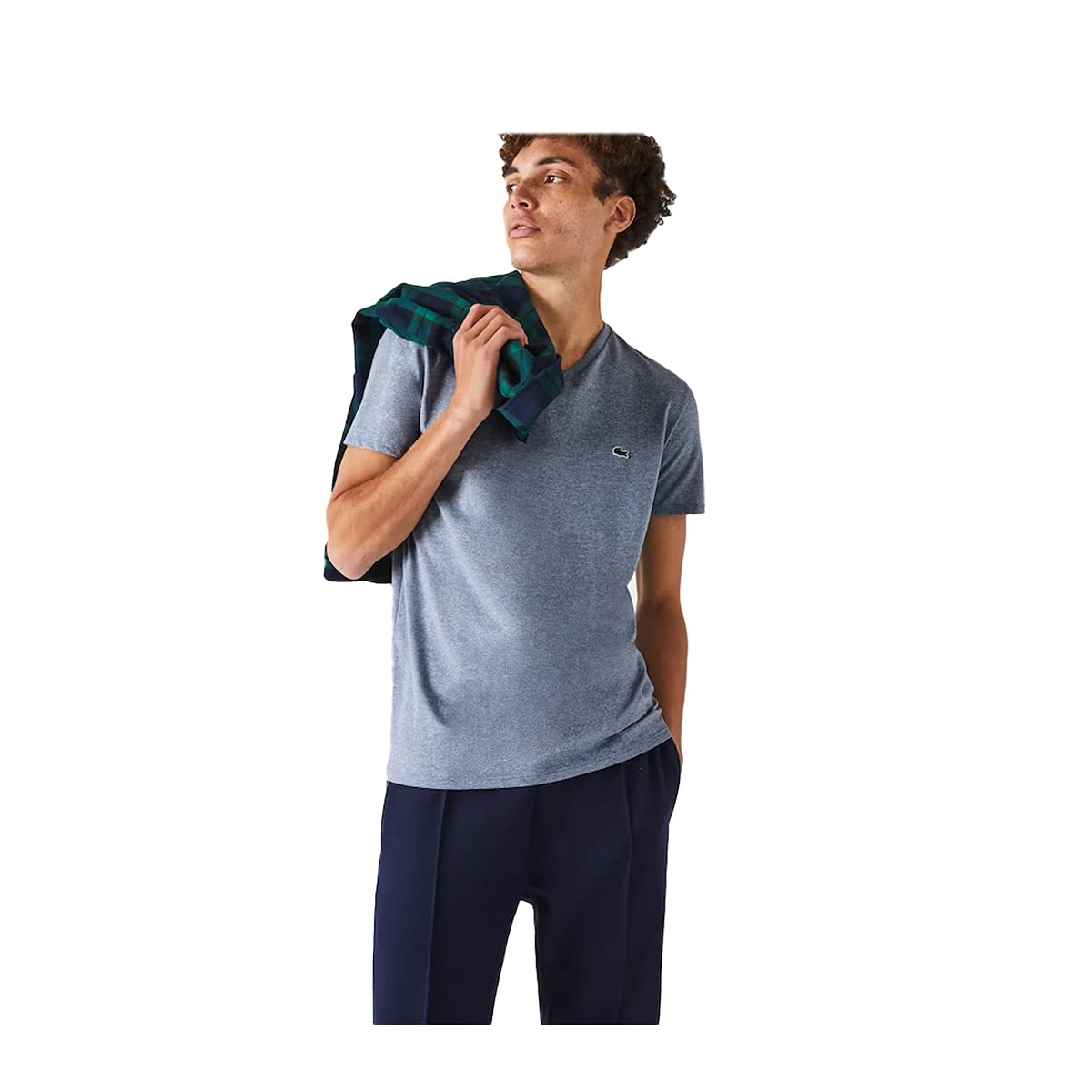 Lacoste Men's Short Sleeve V-Neck Pima Cotton Jersey T-Shirt, Light Indigo Blue, 3X-Large Image Lacoste Men's Short Sleeve V-Neck Pima Cotton Jersey T-Shirt, Light Indigo Blue, 3X-Large Image