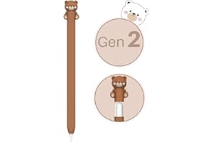 NIUTRENDZ Cute Bear Apple Pencil Case for Apple Pencil 2nd Generation Case Silicone Protective Cover Sleeve Skin Accessories (Brown, Apple Pencil 2nd Generation)