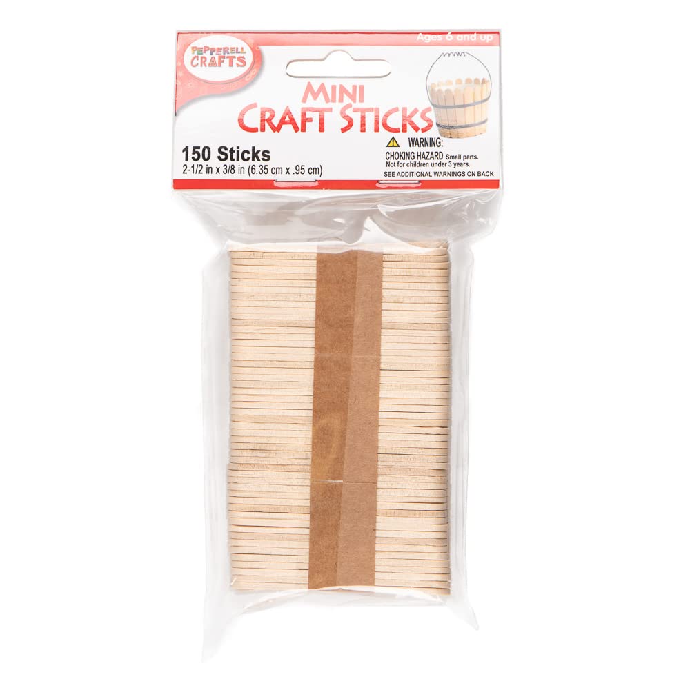 Craft County | Natural Wood Craft Sticks – Popsicle, Ice Cream, Coffee Stirrers for Beverages, Art Projects, Waxing & Labels | Mini - 150 Pack (2.5" x .375")