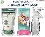 Silicone Breast Pump with Protective Lid 100% Food Grade BPA PVC & Phthalate free, Manual Breastfeeding Pump Ideal for Holidays, Outdoors, Travel, Camping and Working Mums by Smartue