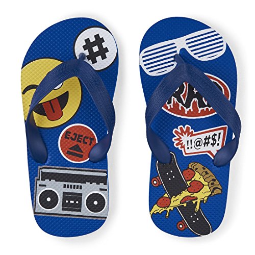 The Children's Place Kids' E Bb Emoji Pizza Flat Sandal