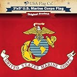 USA Flag Co. Marine Corps Flag is 100% American Made: The Best 3x5 Outdoor USMC Flag, Made in The USA for Prime Members and Amazon A to Z Guarantee. (3 by 5 Foot)