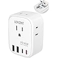 LENCENT European Travel Plug Adapter, PD 45W Type C Foldable Power Plug with 4 Outlet, USB Fast Charger Adaptor, Travel Essentials for US to Most of Europe EU Spain Italy France, Cruise Ship Approved