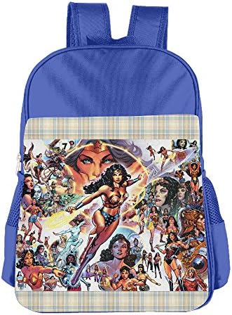 4-16 Years Kids Wonder Woman Characters Backpack School Bag (2 Colors) RoyalBlue