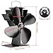 Heat Powered Stove Fan with Magnetic Thermometer 4 Blade Aluminium Silent Eco-friendly for Wood Log Burner Stoves