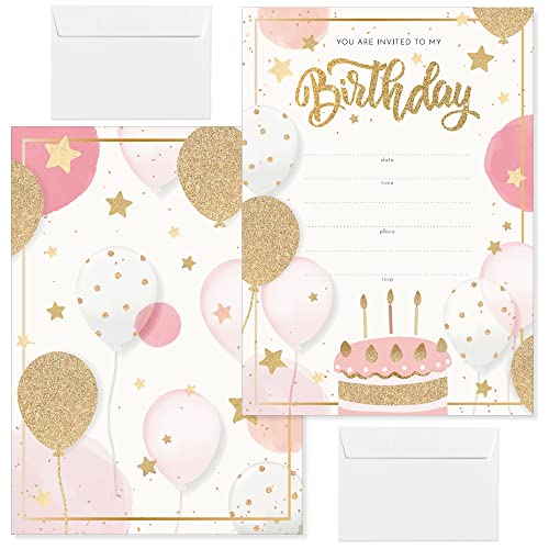 FORESTBLACK 30 Pack of Birthday Invitations, Birthday Party Invitations with Envelopes, Party Invitations Glossy Print, Invitations, Birthday Invites, Birthday Invitation for Girls, Invitation Card