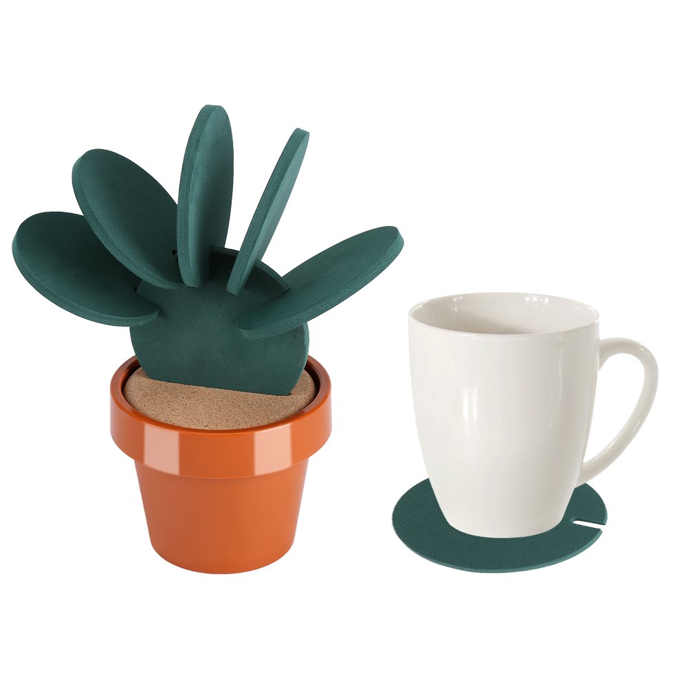 Cup Mat,Non Slip Novelty Potted Cactus Cup Mat Anti Slip Insulation Pad Heat Insulation Coasters Table Desktop Decoration for Drinks