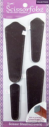 Scissors sheaths by SCISSORFOBZ with ScissorGripper -VALUE PACK-4 sizes- Designer Scissor Covers Holders for embroidery sewing quilting - Quilters sewers gift -Bronze Micro Hexagon Matrix Design.S-25