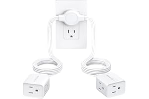 TROND Split Extension Cord Power Bar, Twin 6ft on Each Side, 3 Way Outlet Extender, Low-Profile Flat Plug, 13 Amps, 1625W, Fl