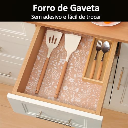 Kit 4 Forro de Gavetas Antiderrapante PEVA, Impermeável, Transparente, 45x150cm, para Cozinha, Armário, Geladeira e Prateleiras