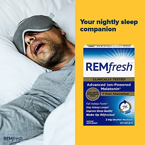 REMfresh 2mg Advanced Melatonin Sleep Aid Supplement (2 Pack of 36 caps