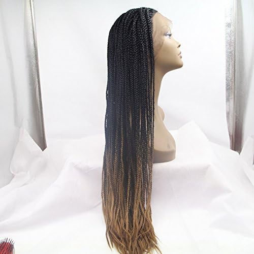 Wigsforyou Heat Resistant Synthetic Braiding Hair Twist Lace Front Wig Hand Made Tied Braided Lace Front Wigs for Black Women (Ombre Light Brown)