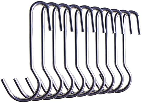 UNENCK Universal Stainless Steel Kitchen Pot Pan Rack Hooks, Gardening/Plant/Clothes/Kitchen Hanging Hooks, Set of 10