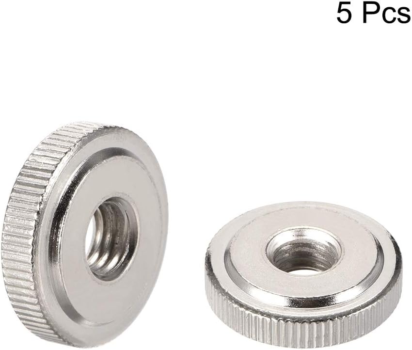 sourcing map Round Knurled Thumb Nuts Conector Lock Adjusting Nuts, M8 Female Threaded Thin Type, Nickel Plated, Pack of 5 - Image 3