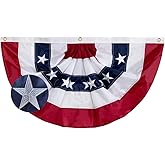 Hypoth US Bunting Flag 1.5x3 FT Outdoor- Embroidered Stars USA American Pleated Fan Flags Canvas Header with 3 Brass Grommets Easy to Rising