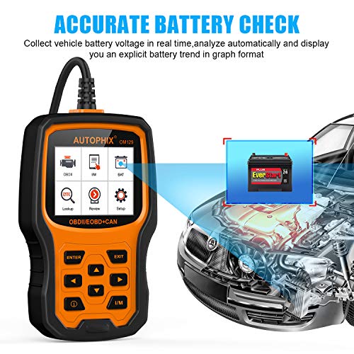 AUTOPHIX Gold one size OBD2 Scanner OM129 Auto Vehicle Automotive OBDII Check Engine Light Error Code Reader Car Diagnostic Tool with Battery Voltage Test-Orange - Thumbnail 2