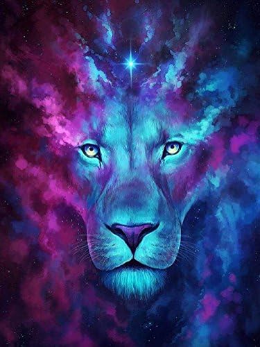 5D Diamond Painting, Full Drill Animal Crystals Embroidery DIY Resin Cross Stitch Kit Home Decor Craft (Lion)