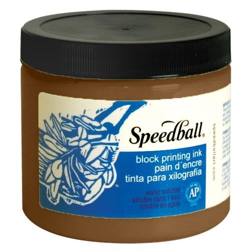 Speedball Water-Soluble Block Printing Ink, 16 oz Jar, Brown (003706)