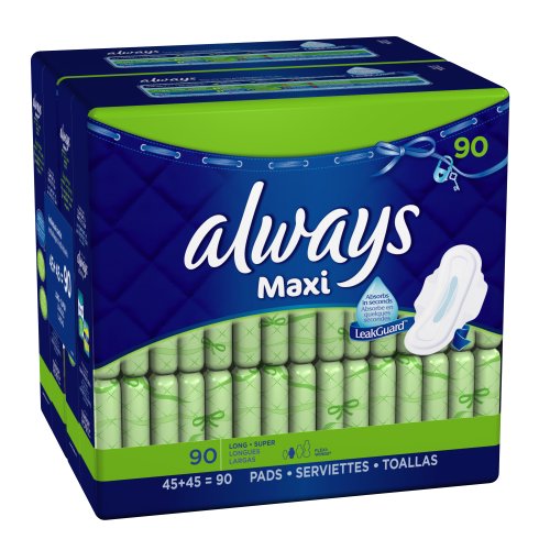 Always Maxi Longsuper With Wings Unscented Pads 90 Count
