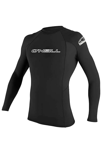 O’NEILL WETSUITS MEN’S BASIC SKINS UPF 50+ LONG SLEEVE RASH GUARD, BLACK, 2XL