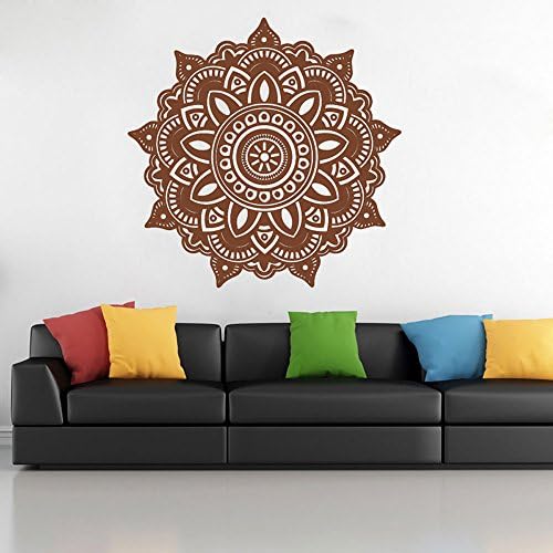 XuanhaFU Wall Stickers Mandala Flower Pattern Wall Sticker Bedroom Decor Wall Decal Art Stickers Mural Home Decoration (Brown)