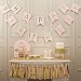Tiemom Happy Birthday Bunting Banner, Pastel Perfection and Gold Foiled (Pink)